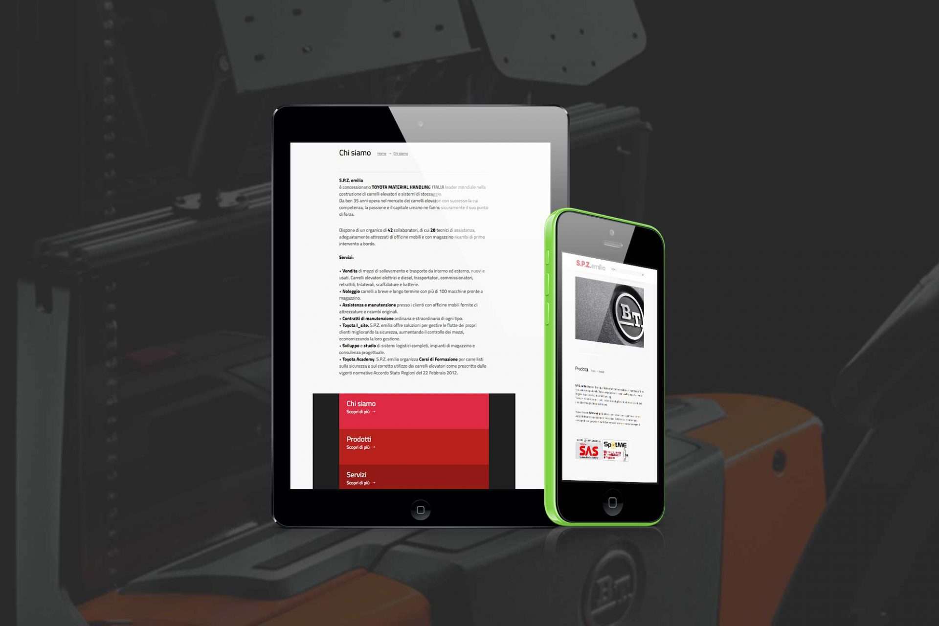 Screenshot sito web realizzato per SPZ modello 1